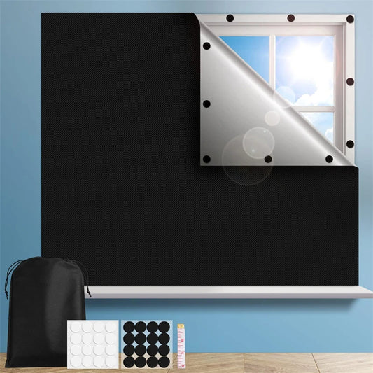 Self Adhesive Pleated Blackout Blinds No Drill Window Shades Cordless Light Blocking Temporary Window Treatment Black
