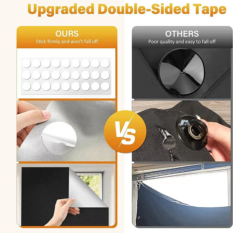 Self Adhesive Pleated Blackout Blinds No Drill Window Shades Cordless Light Blocking Temporary Window Treatment Blue
