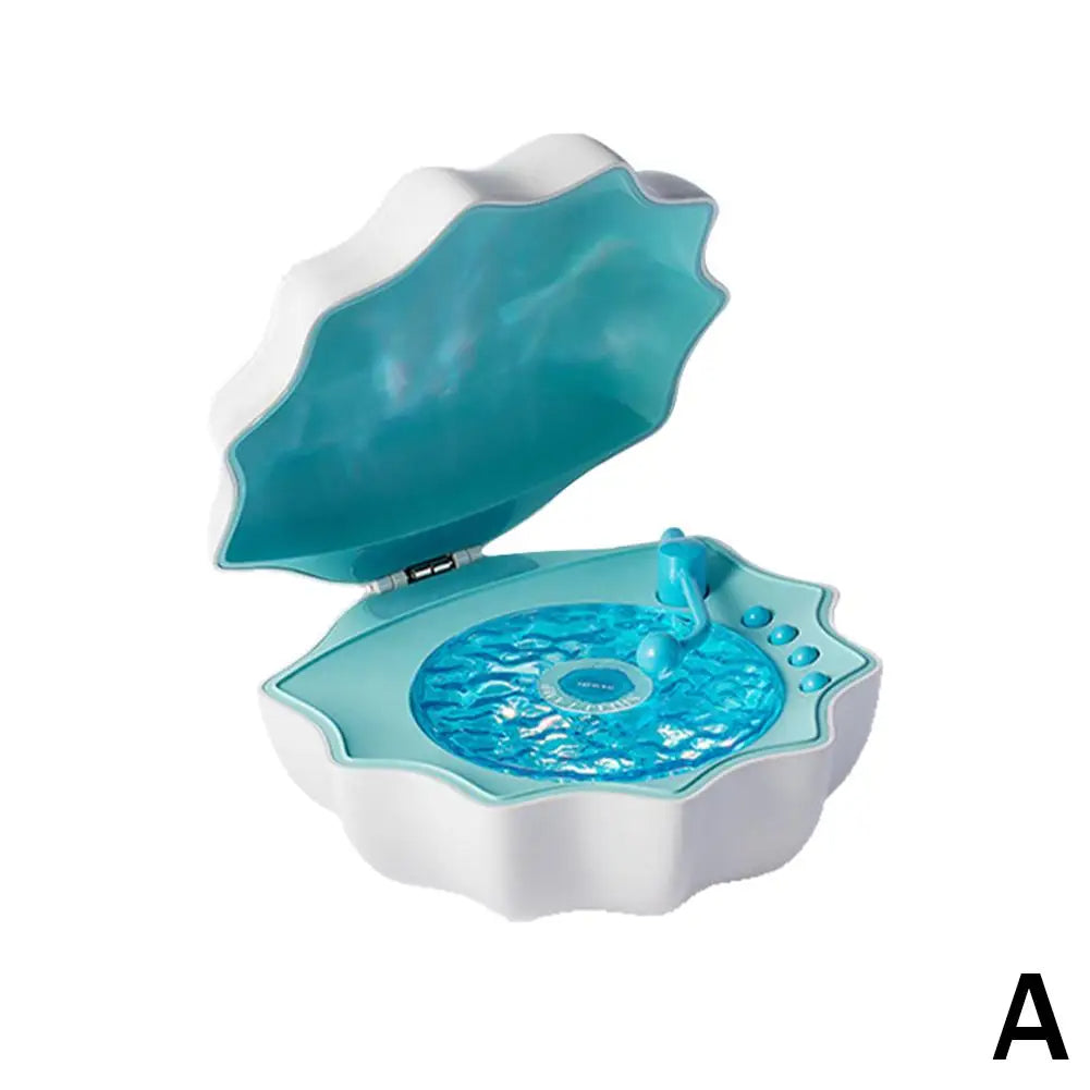 Shell Vinyl Bluetooth Speaker with 7 Color Ambient Light Projection Retro Wireless Music Player with White Noise Sleep Aid General
