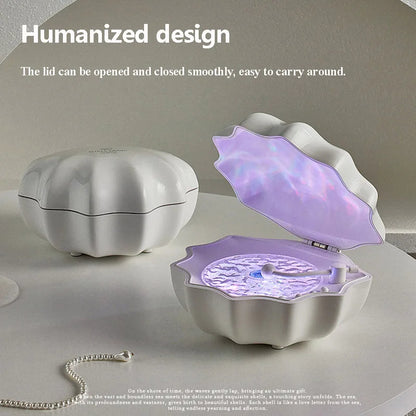 Shell Vinyl Bluetooth Speaker with 7 Color Ambient Light Projection Retro Wireless Music Player with White Noise Sleep Aid Green
