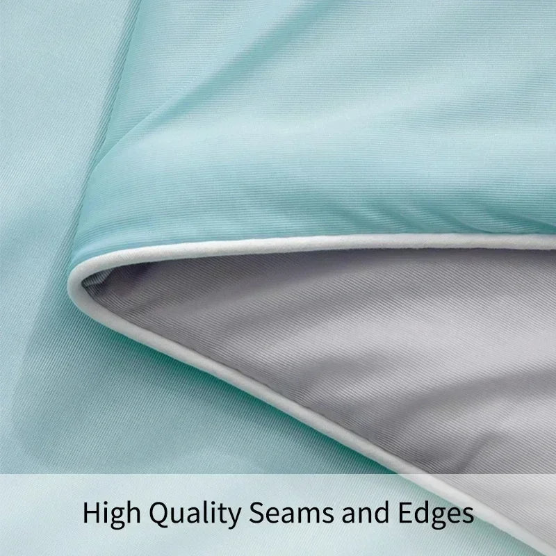 Cooling Blanket made of high-quality, breathable, and soft materials, designed to regulate body temperature, provide comfort during sleep, and suitable for hot weather or warm nights.  
