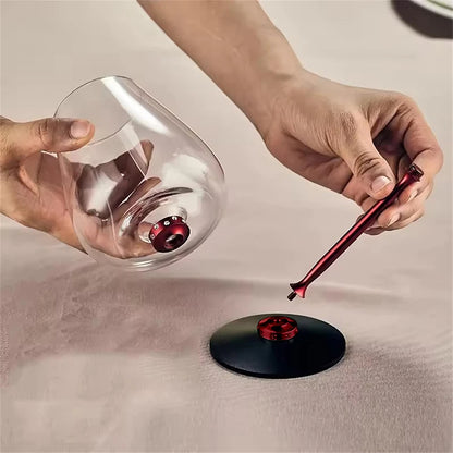 Spinning Wine Glass Aerator Crystal Goblet with Self Rotating Base for Whiskey Wine Cocktails
