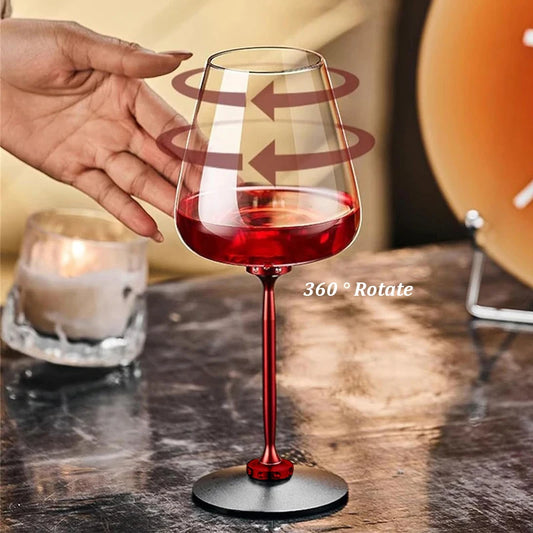 Spinning Wine Glass with Self Rotating Base Aerator Crystal Goblet for Whiskey Wine and Cocktails
