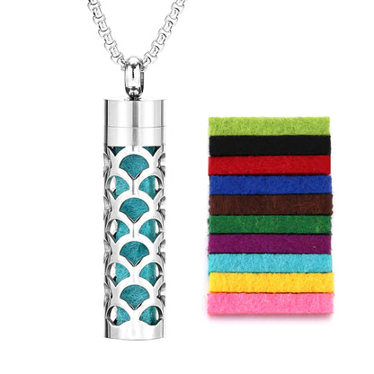 Stainless Steel Aromatherapy Scent Necklace Perfume Oil Diffuser Locket Jewelry for Couples General
