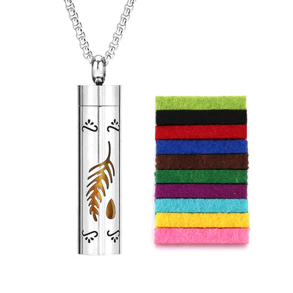 Stainless Steel Aromatherapy Scent Necklace Perfume Oil Diffuser Locket Jewelry for Couples Multi Color
