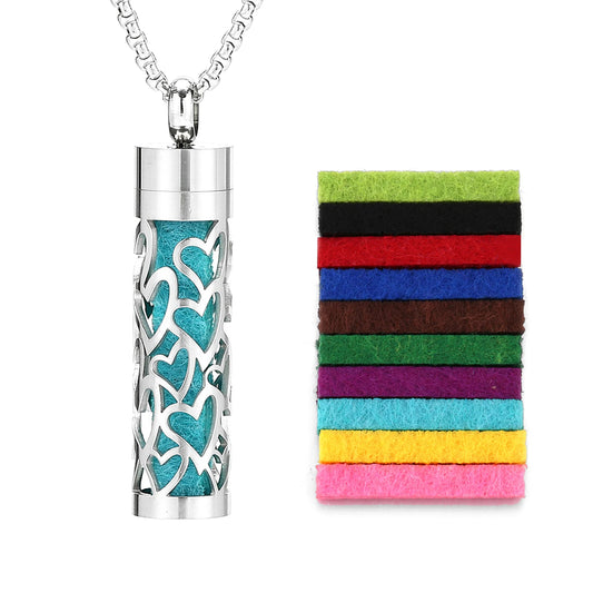 Stainless Steel Aromatherapy Scent Necklace Perfume Oil Diffuser Locket Jewelry for Couples Silver
