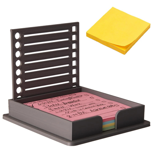 Sticky Note Holder with Template 3x3 Post It Note Organizer with Built in Stencil for Checkboxes Lines Circle Boxes Black
