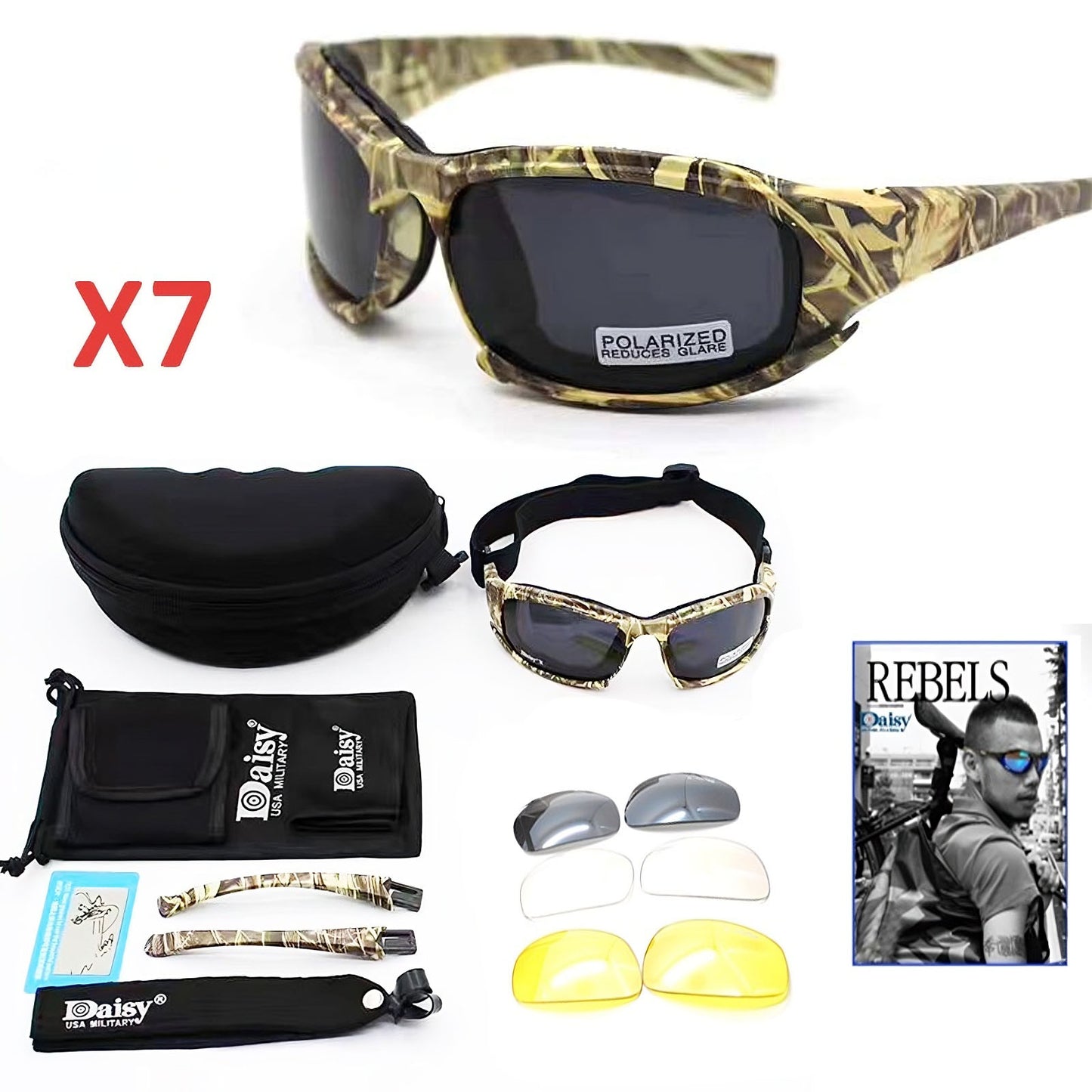 Tactical Photochromic Polarized Sunglasses with 5 Interchangeable Lenses TR90 Frame UV400 Protection for Fishing Cycling Shooting Airsoft General
