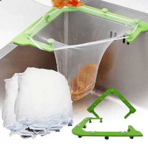 Triangular Sink Corner Strainer Basket Food Grade PP Material Kitchen Sink Filter Rack for Food Waste and Vegetable Draining
