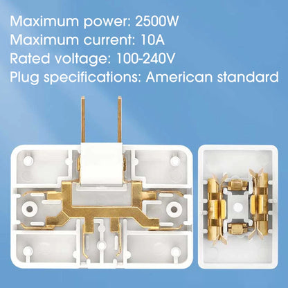 US and EU Outlet Compatible 3 in 1 Rotatable Socket Extender 180 Degree Swivel Plug Adapter
