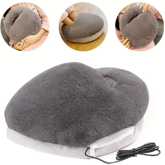USB Electric Foot Warmer with Goose Down Padding Washable Heated Foot Warmer Slippers for Winter 5V Safe Heating Pad for Office and Home Use Black
