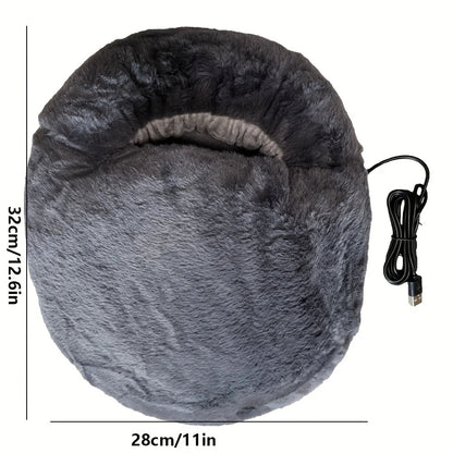 USB Electric Foot Warmer with Goose Down Padding Washable Heated Foot Warmer Slippers for Winter 5V Safe Heating Pad for Office and Home Use Gray
