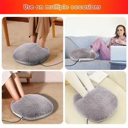 USB Electric Foot Warmer with Goose Down Padding Washable Heated Foot Warmer Slippers for Winter 5V Safe Heating Pad for Office and Home Use Pink
