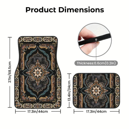 Universal Fit Persian Rug Car Mats Luxury Oriental Floor Mats Set of 4 Non Slip Backing All Weather Protection
