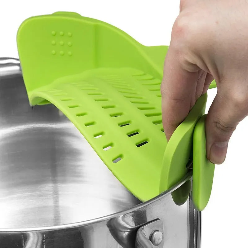 Universal Silicone Adjustable Pot Strainer Clip Clip On Colander for Pasta Vegetables and Canned Foods
