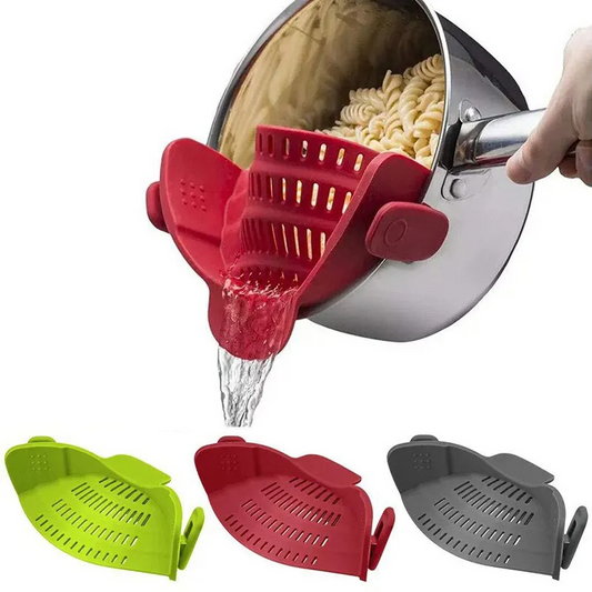 Universal Silicone Pot Strainer Clip Adjustable Clip On Colander for Pasta Vegetables and Canned Foods
