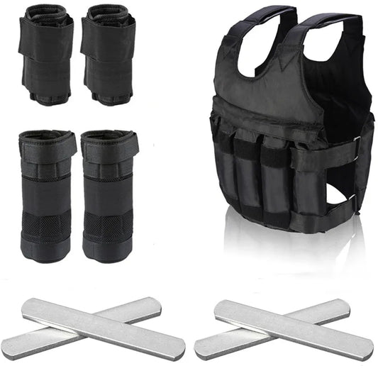 Adjustable Weighted Vest With Wrist And Ankle Weights Heavy Duty 15-50kg Training Vest
