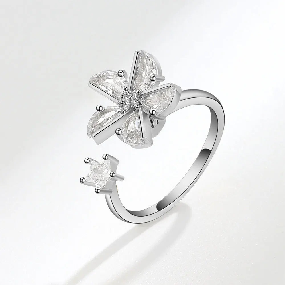 Bague Fidget Anti-Anxiété en Cuivre et Cristal, Ajustable et Anti-Stress