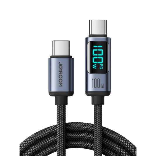 braided usb c to usb c cable featuring led display 1.2 meter 100W 5A

