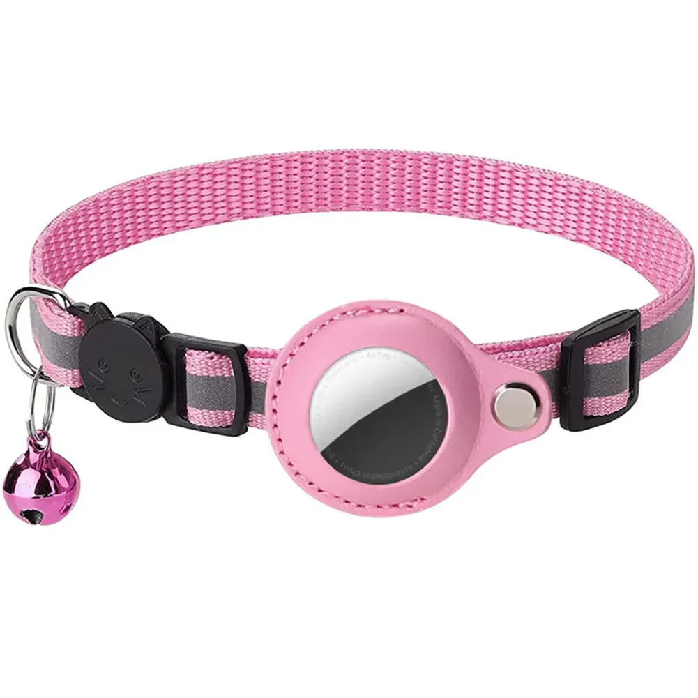 Cat Collar Reflective With AirTag Slot And Breakaway Buckle For Night Safety
