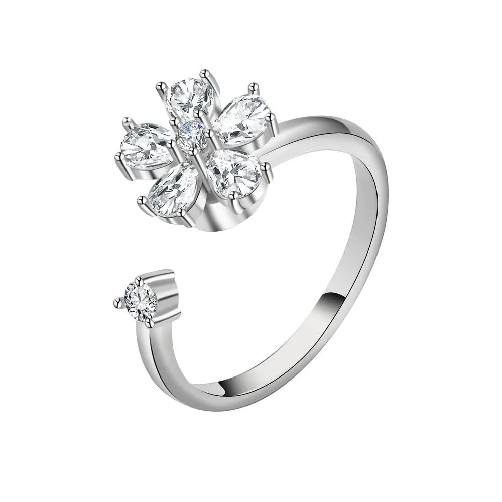 Bague Fidget Anti-Anxiété Ajustable et Anti-Stress en Cuivre et Cristal