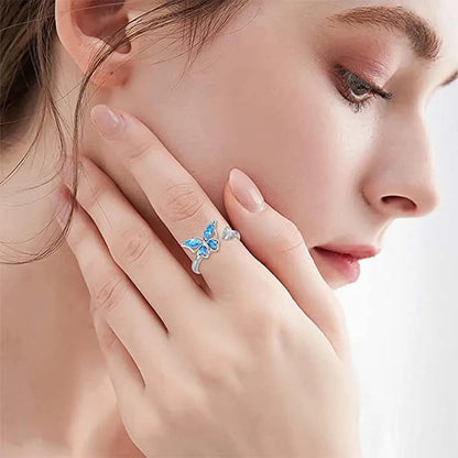 Copper Crystal Anxiety Relief Fidget Ring Adjustable Anti Stress Jewelry

