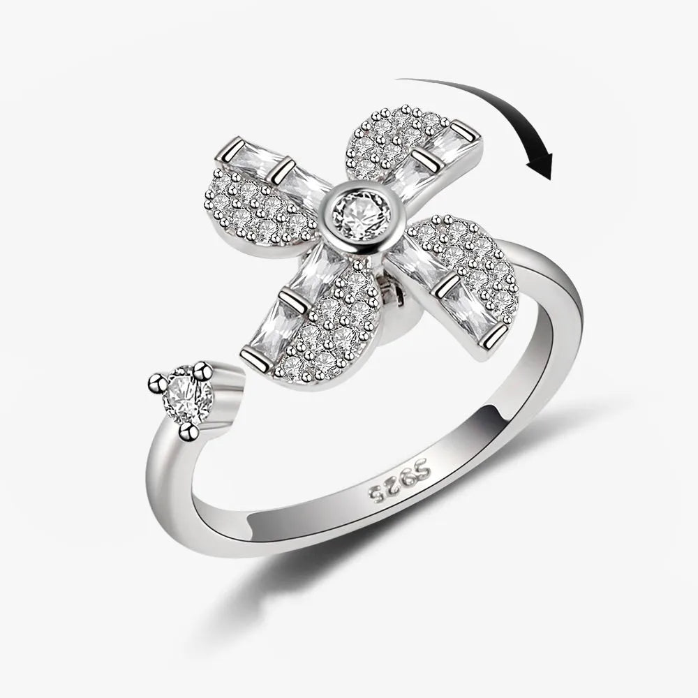 Bague Fidget Spinner en Cuivre et Cristal pour Soulager le Stress et l'Anxiété