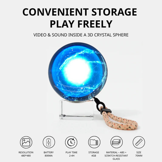 Customizable Video Crystal Ball 3D Digital Display Sphere With Sound Playback
