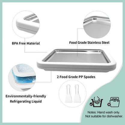 DIY Rolled Ice Cream Maker Pan With Scrapers Frozen Dessert Plate For Homemade Treats
