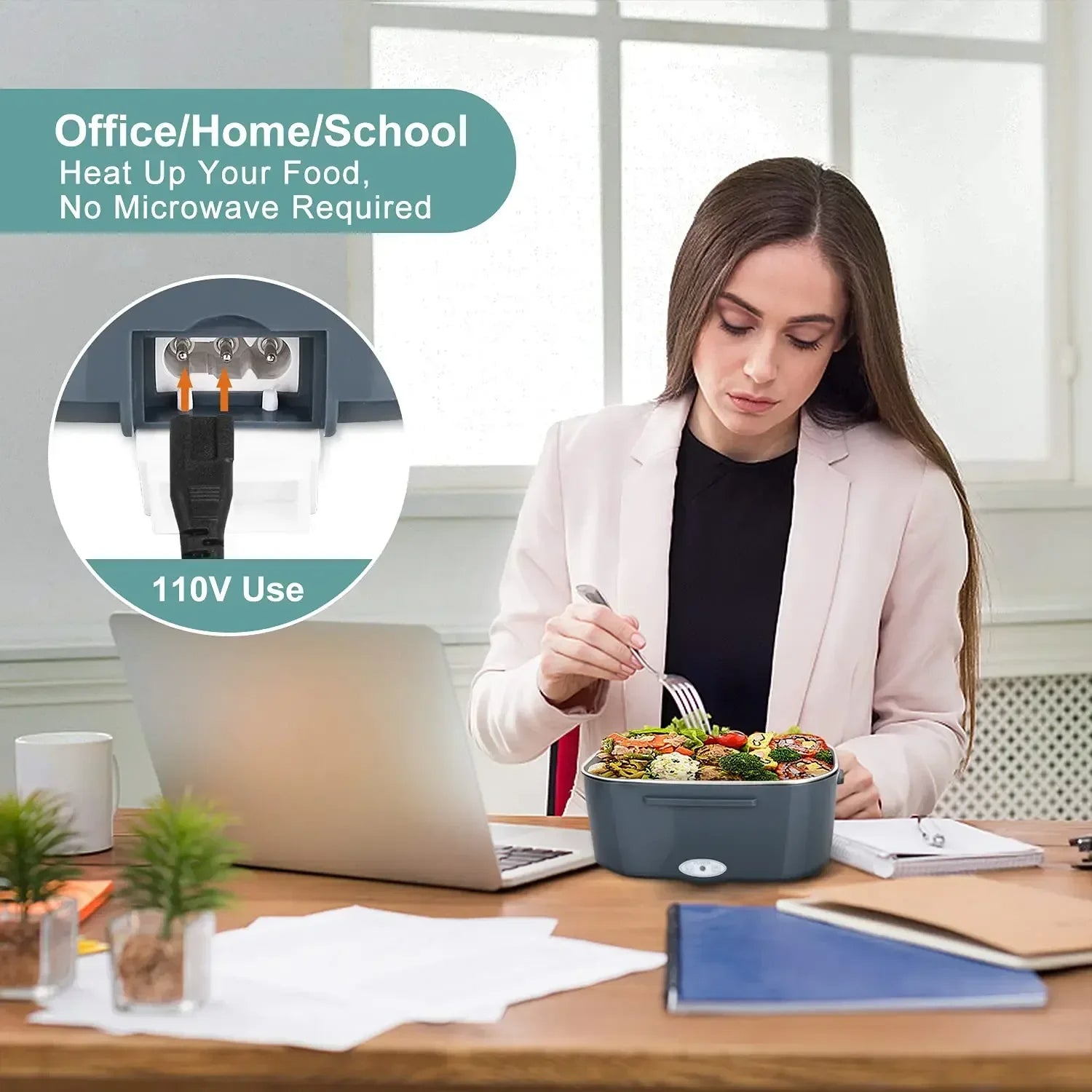 Lunch Box Elettrico Riscaldante 2 in 1 Tecnologia PTC Scaldavivande Portatile