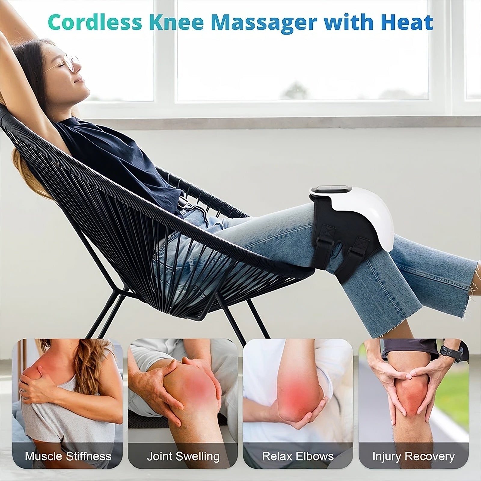 Electric Knee Pain Relief Device With Heat Red Light Therapy And Vibration
