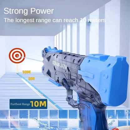 Electric Water Gun Firing High Pressure Automatic Blaster With Transparent Body Magazines
