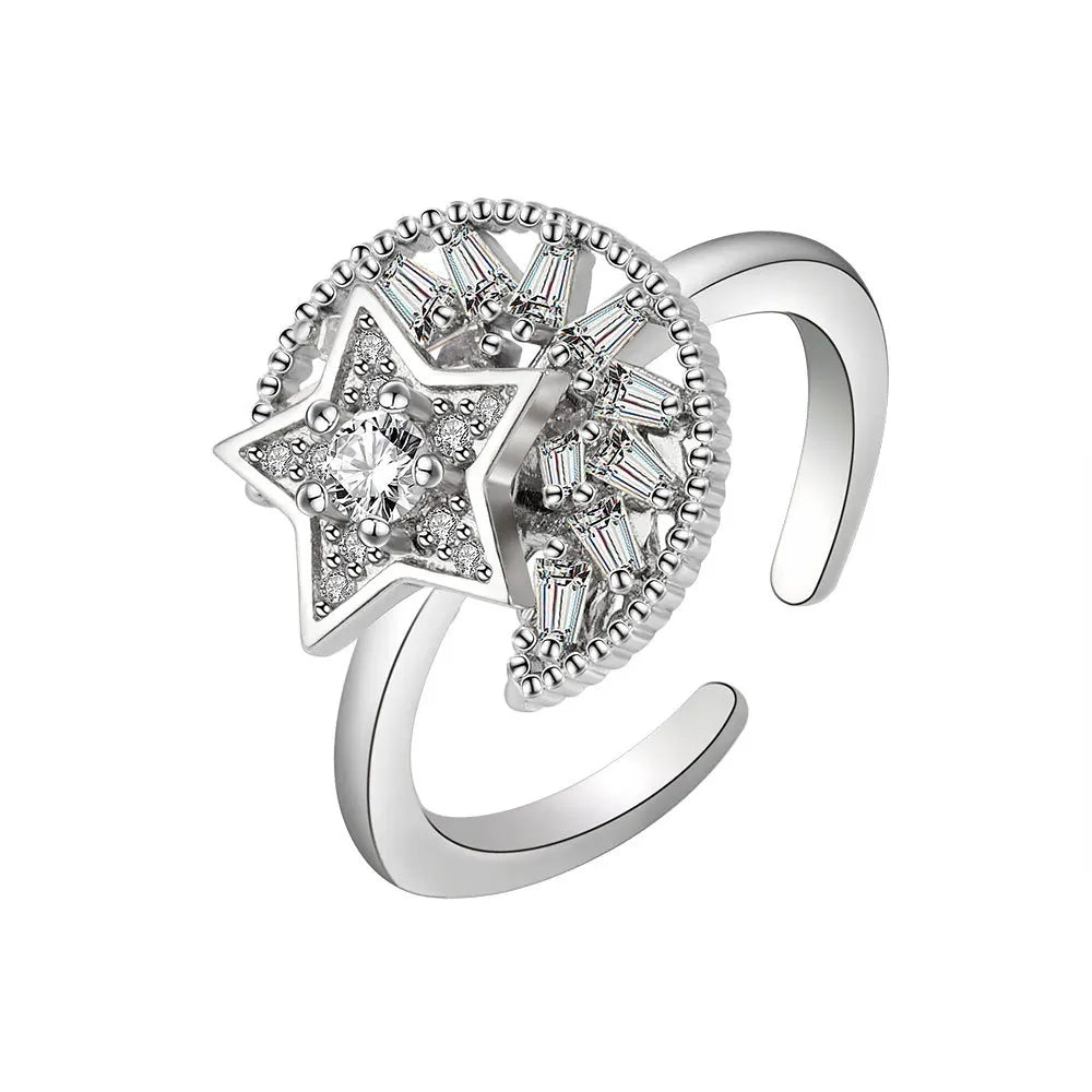 Bague Fidget Spinner Anti-Anxiété en Cuivre et Cristal pour Soulager le Stress