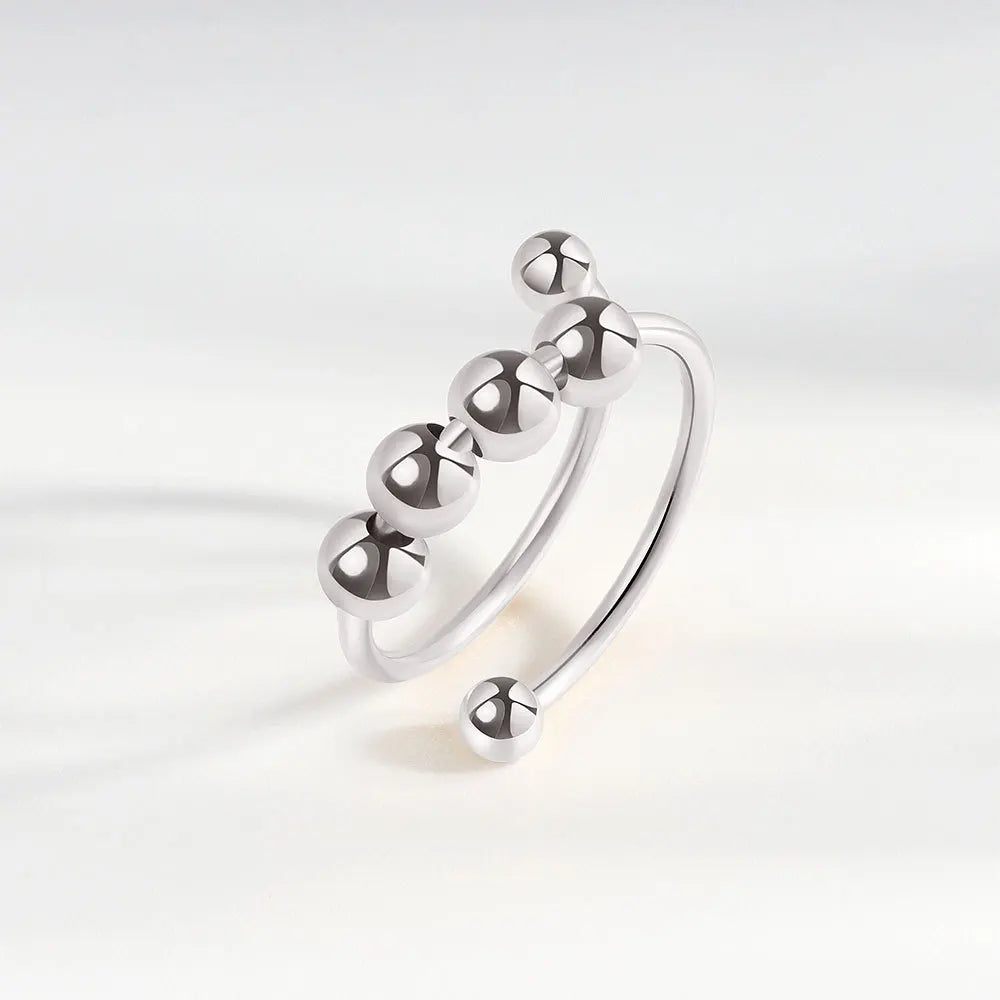 Bague Fidget Spinner Anti-Anxiété en Cuivre et Cristal, Bijou Anti-Stress