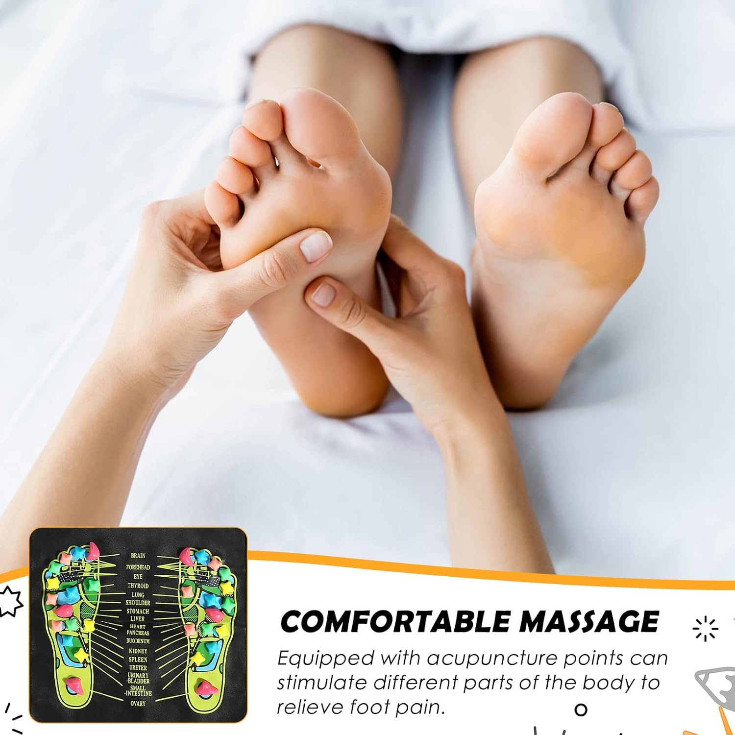 Tapete de Massagem de Pés com Pontos de Reflexologia para Uso Doméstico