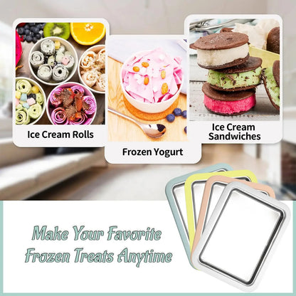 Homemade Rolled Ice Cream Maker Pan DIY Frozen Dessert Plate With Scrapers
