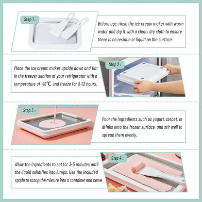 Ice Cream Maker Pan DIY Rolled Ice Cream Frozen Dessert Plate With 2 Scrapers
