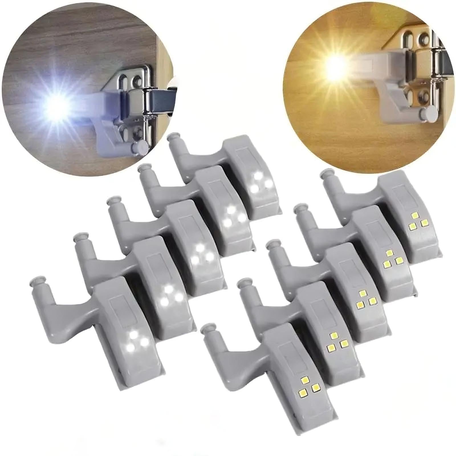 LED Cabinet Hinge Lights Motion Activated Battery Powered Wardrobe Lights 10 Pack Automatic Door Sensor
