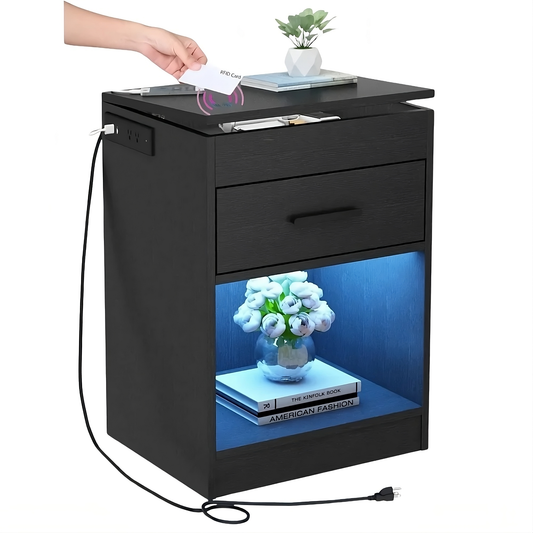 Nightstand With RFID Lock For Secure Bedside Storage
