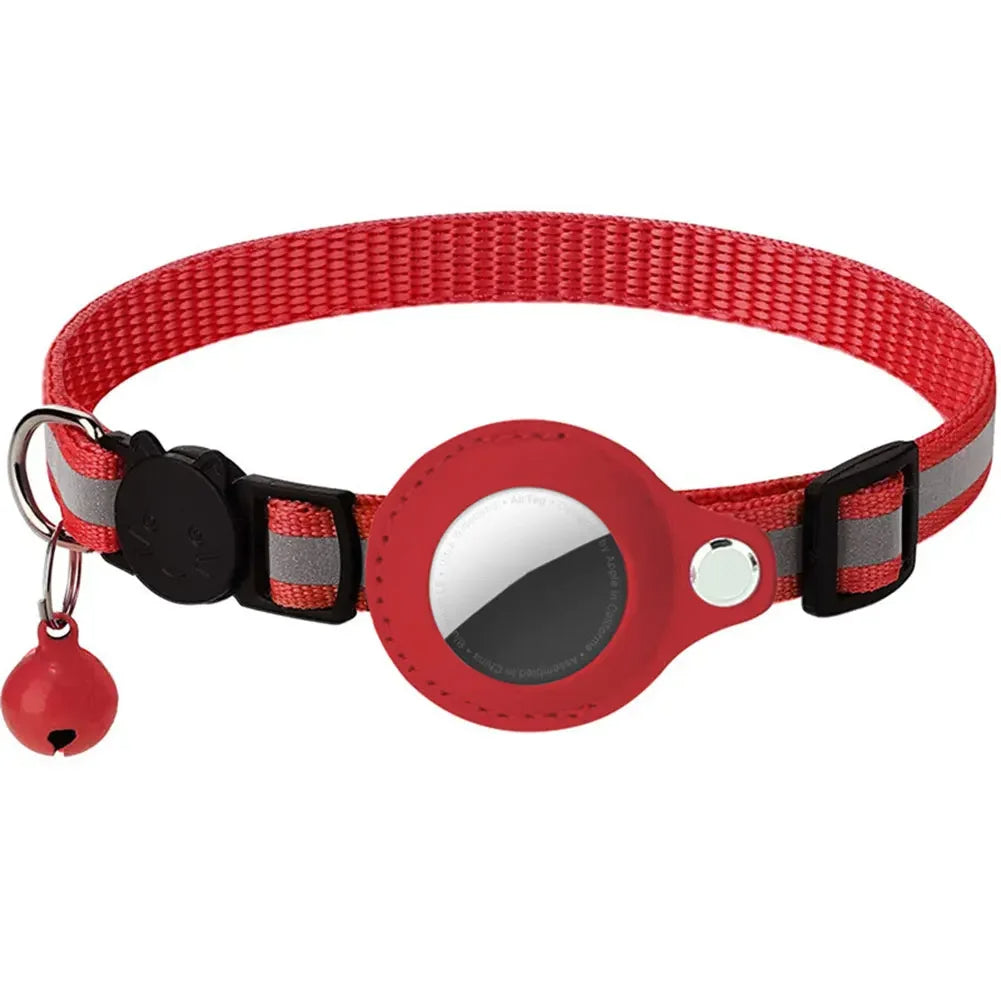 Pet Safety Reflective Cat Collar With AirTag Holder And Breakaway Release Buckle
