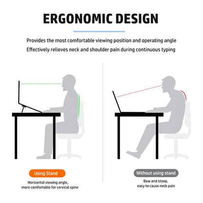 Portable Ergonomic Foldable Laptop Stand Zinc Alloy Adjustable Riser With Cooling Design
