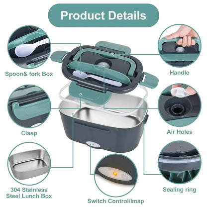 Premium Portable Electric Food Warmer Lunch Box With PTC Technology
