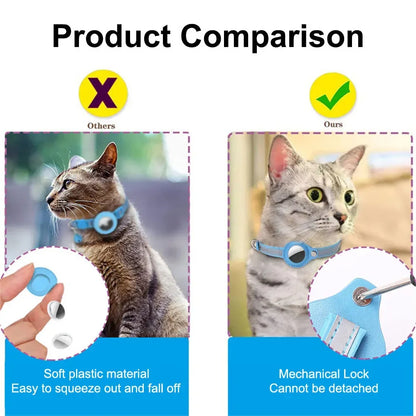 Reflective Cat Collar With Apple AirTag Case Breakaway Buckle For Pet Safety
