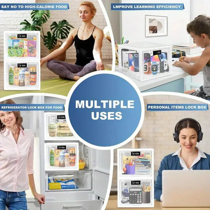 Refrigerator Storage Container Fridge Lock Box Clear Lockable With Combination Lock
