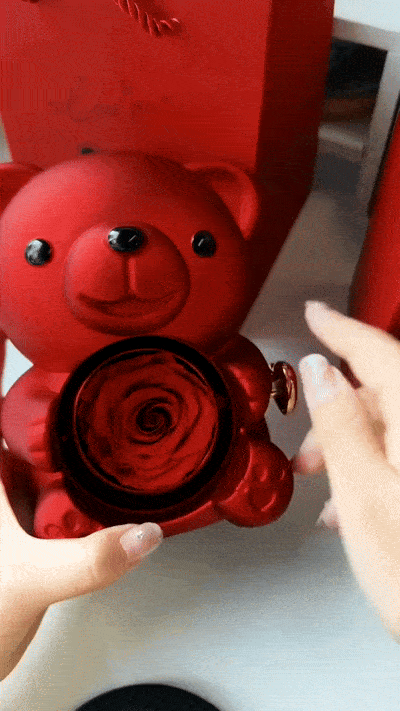 romantic eternal rose teddy bear with necklace

