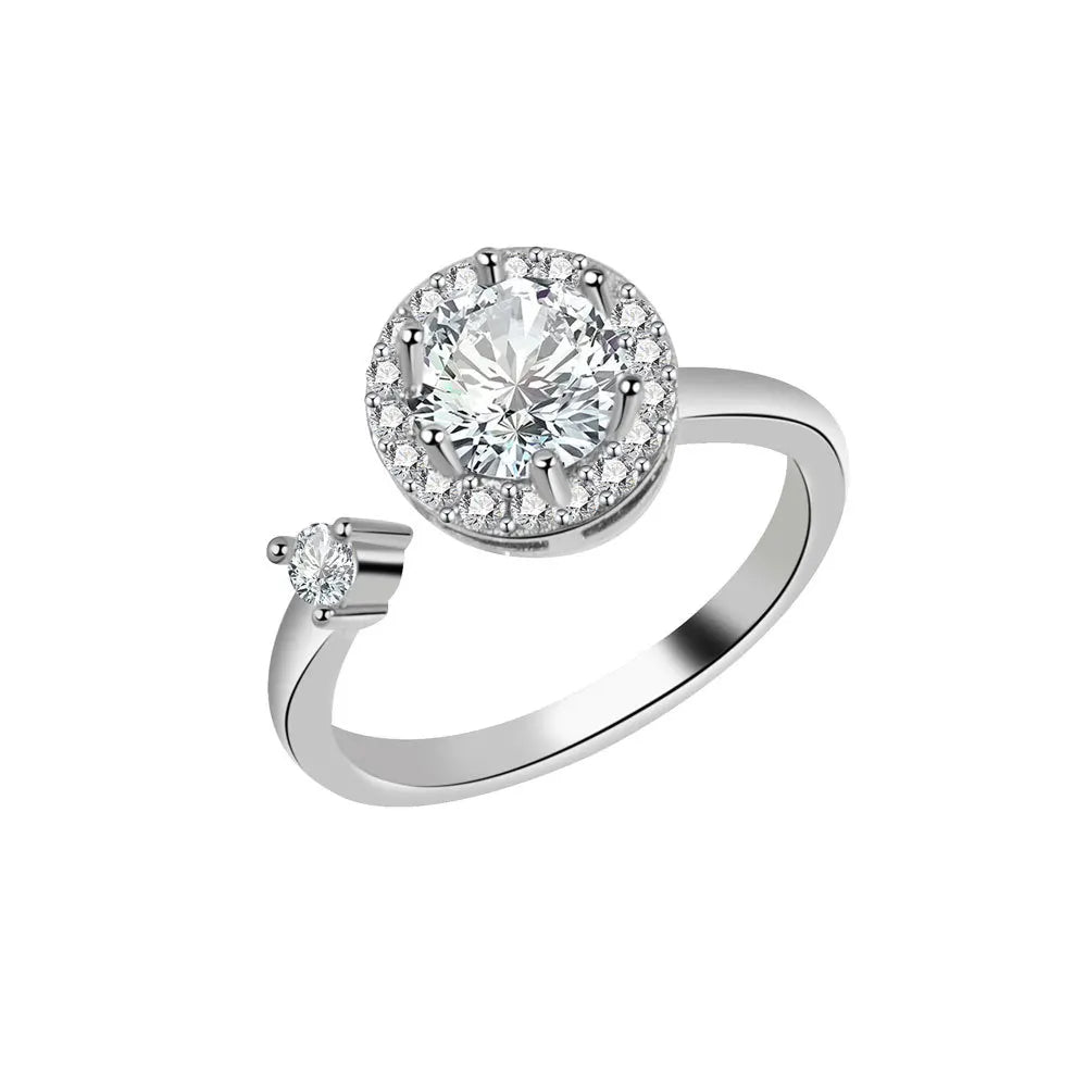 Bague Fidget Spinner Ajustable en Cuivre et Cristal pour Soulager l'Anxiété