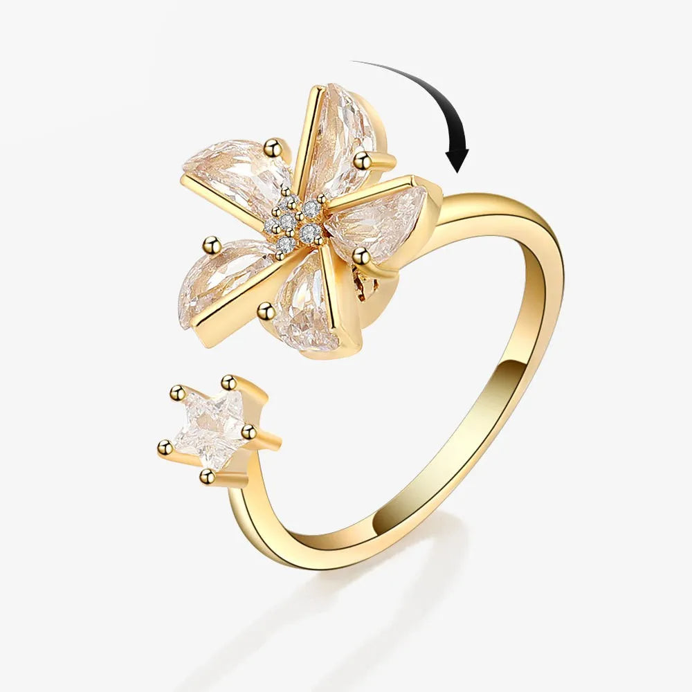 Bague Fidget Spinner Élégante Anti-Anxiété en Cuivre et Cristal