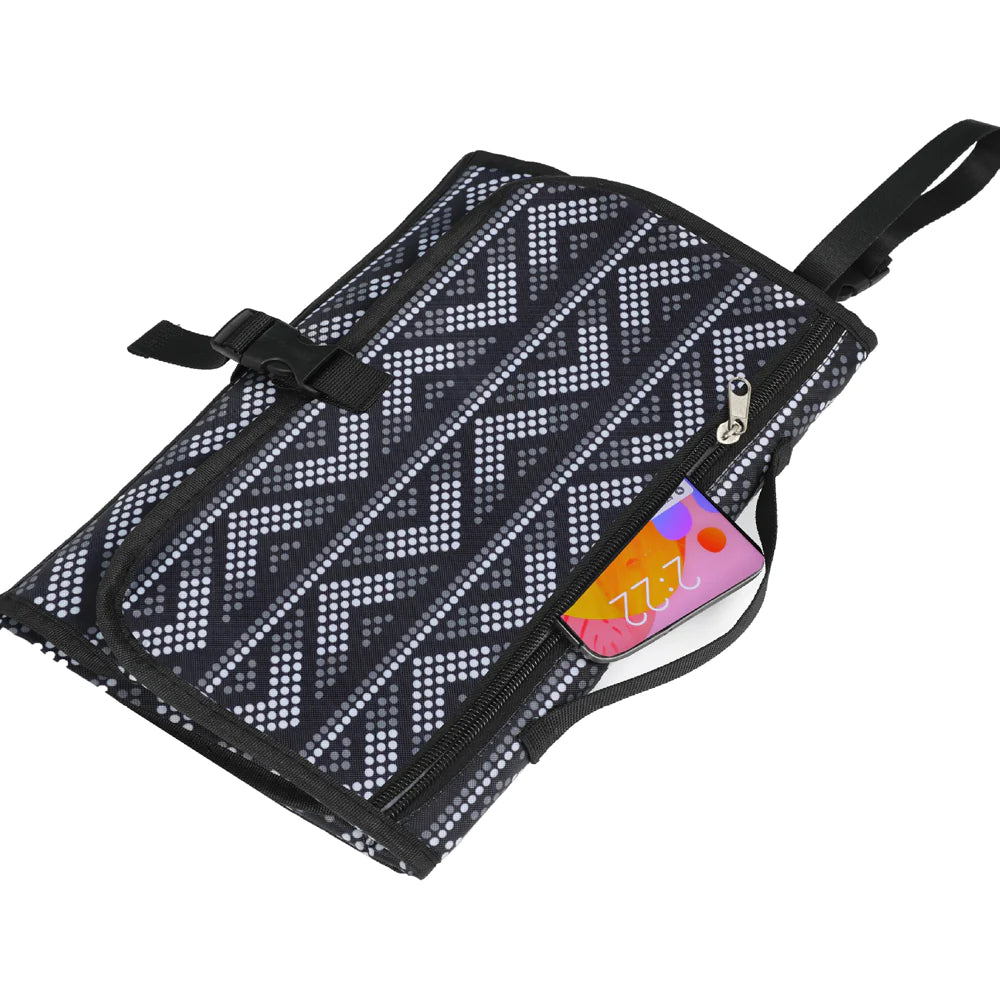 alt: Portable Baby Diaper Travel Changing Pad Waterproof with Headrest and Storage Pockets
