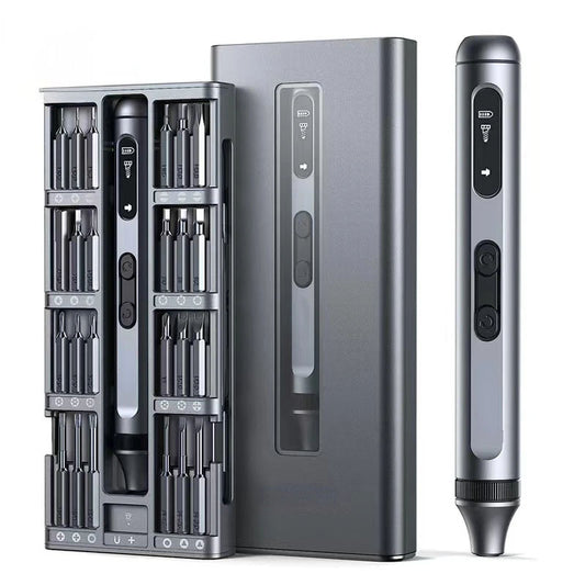 alt: Professional Electric Precision Screwdriver Set High Torque Magnetic Motor with 48 S2 Steel Bits and LED Light

