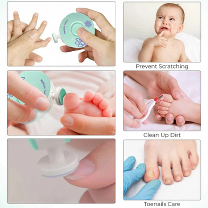 Toddler Baby Electric Nail Trimmer With 6 Grinding Heads Safe File
